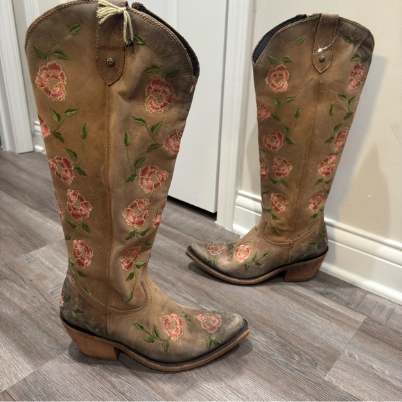 Liberty Black Garden Tan Floral Tall LB7129148 Cowboy Western Boots - Picture 4 of 16